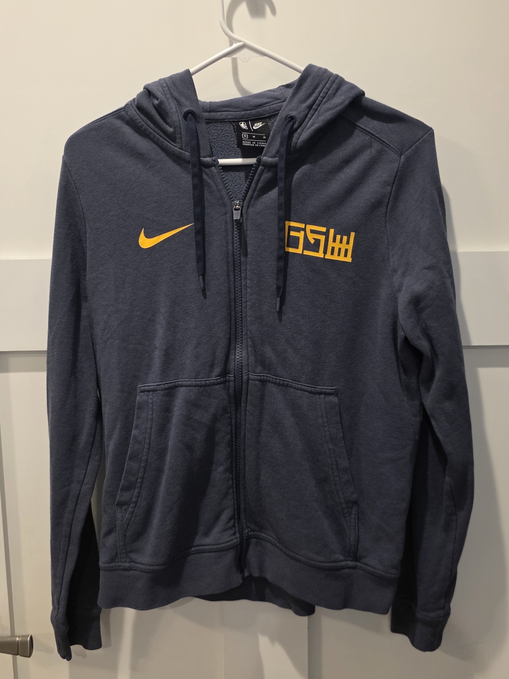 Nike NBA Golden State Warriors Women's Zip Up Hoodie Basketball Navy yellow